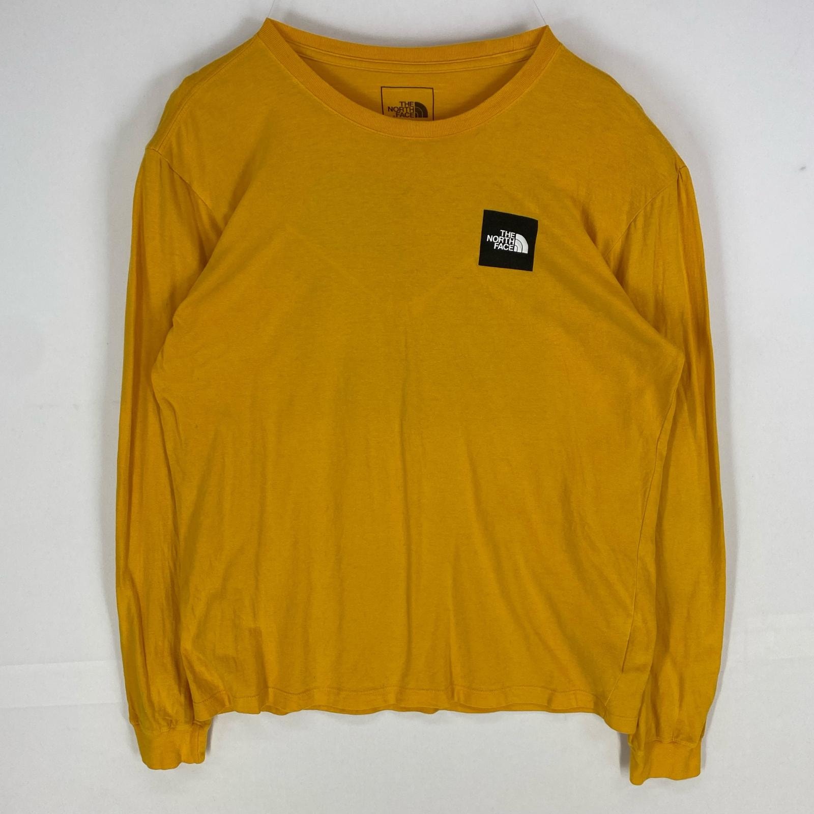 古着 ザ・ノースフェイス THE NORTH FACE 長袖Tシャツ クルーネック ロンT ロングスリーブ M  イエロー系 両面プリント メンズ