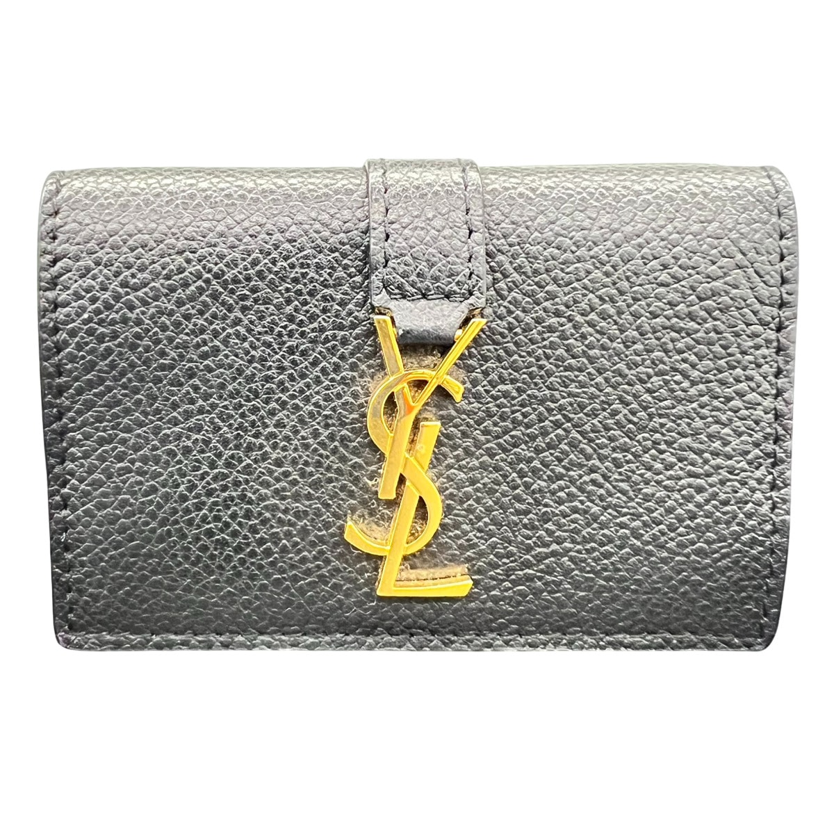 SAINT LAURENT 極美品 サンローラン オリガミ タイニー ウォレット 三つ折り財布 669959 レザー ブラック コンパクトウォレット ミニウォレット カサンドラ イヴサンローラン YSL Aランク 中古 鑑定済 サンローラン財布