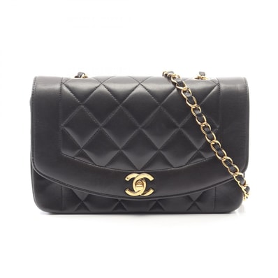 シャネル CHANEL マトラッセ ダイアナフラップ ショルダーバッグ バッグ ラムスキン(羊革) レディース ブラック系 A01164 【中古】