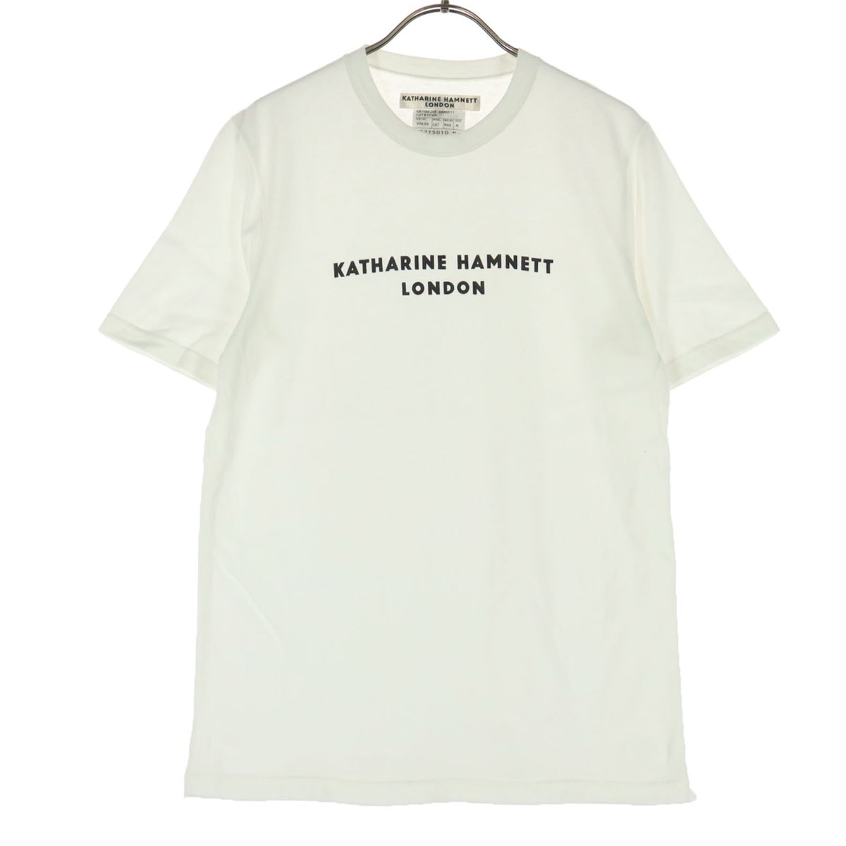 美品 KATHARINE HAMNETT LONDON キャサリンハムネットロンドン 日本製 英字プリント 半袖 Tシャツ M ホワイト