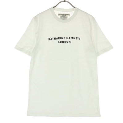 美品 KATHARINE HAMNETT LONDON キャサリンハムネットロンドン 日本製 英字プリント 半袖 Tシャツ M ホワイト