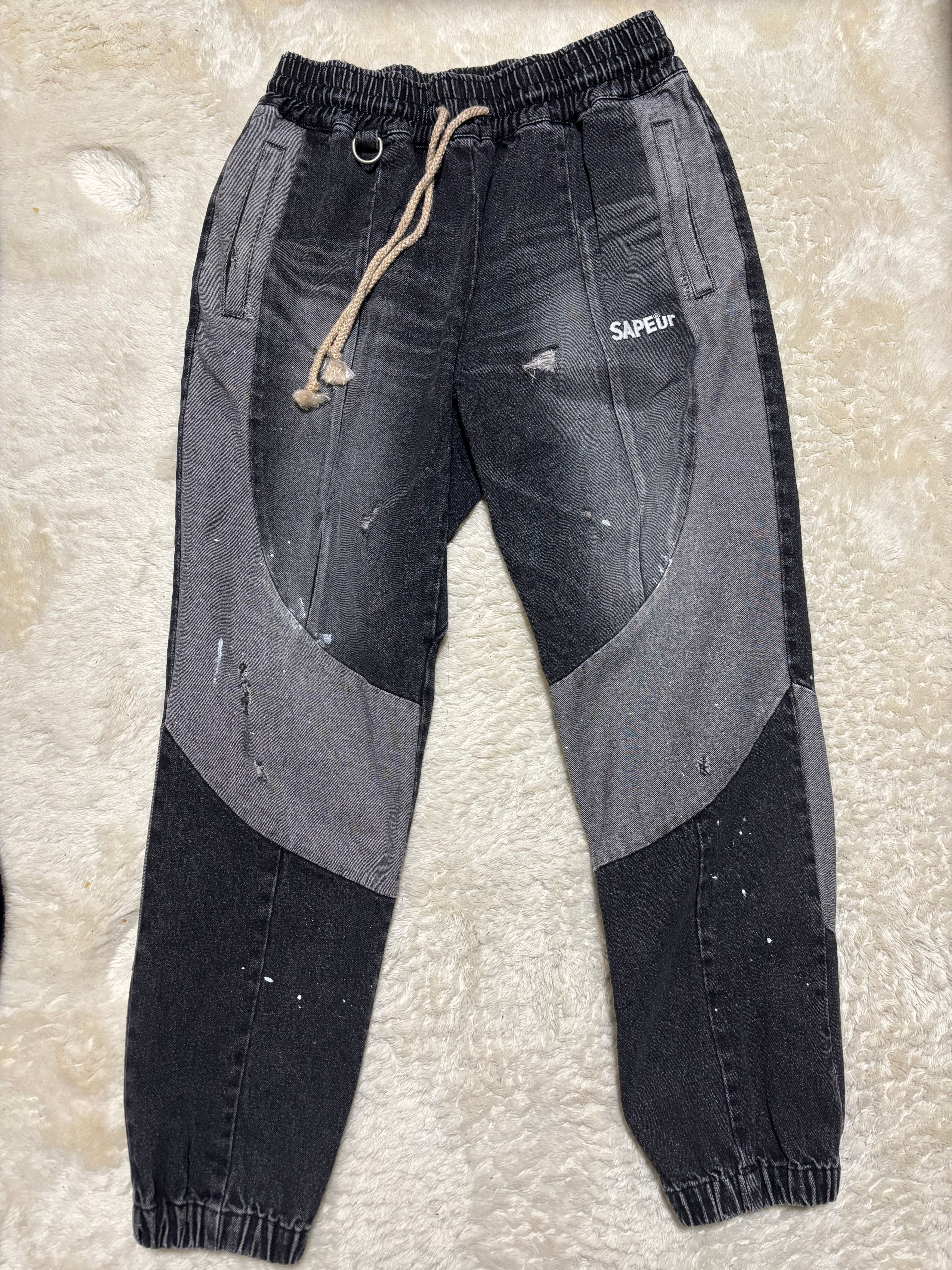 SAPEur DENIM TRACK PANTS "Black"