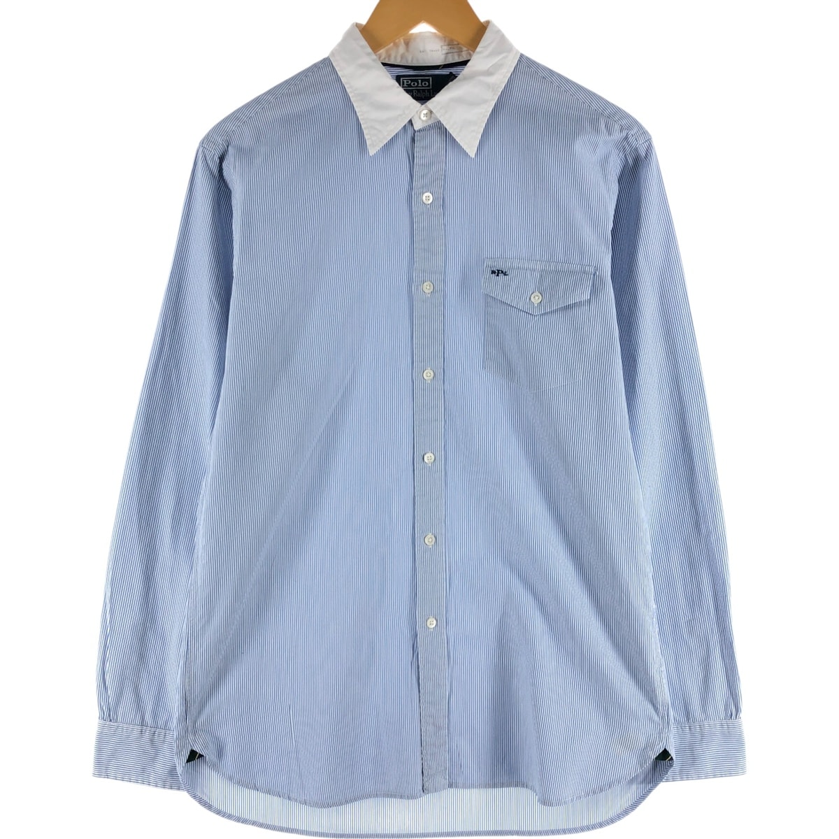 古着 ラルフローレン Ralph Lauren POLO by Ralph Lauren ストライプ柄 クレリックシャツ メンズM相当/eaa537588