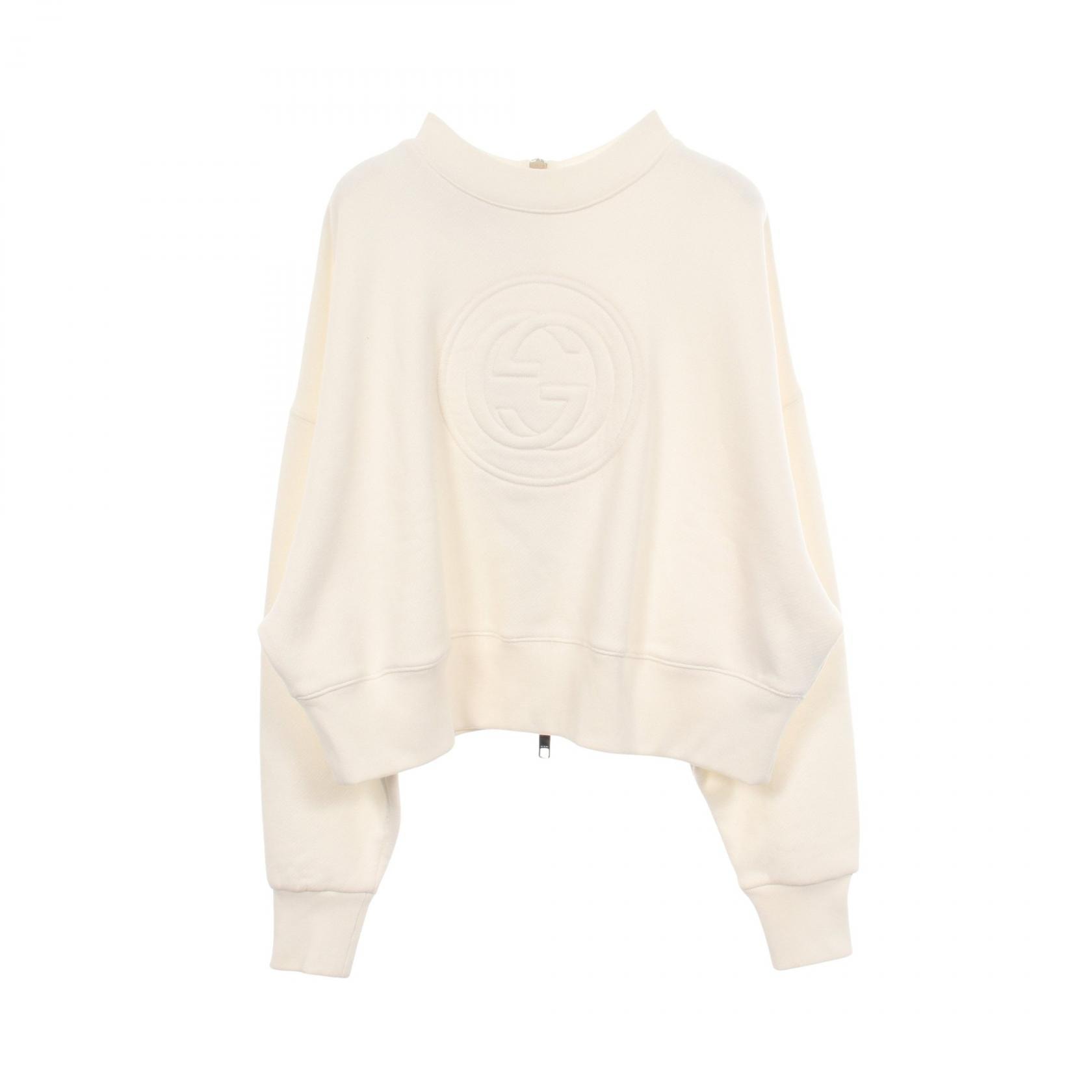 グッチ GUCCI インタロッキングG ジップ スウェット 衣料品 トップス コットン レディース ホワイト系 756869 【中古】