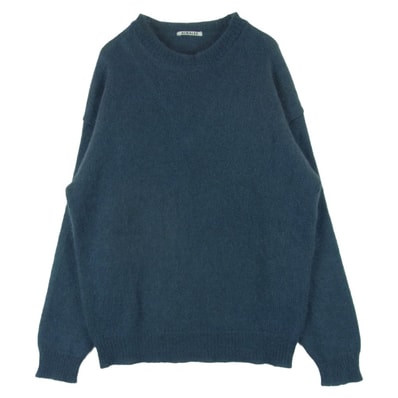 AURALEE オーラリー 19AW A9AP01KM SUPER KID MOHAIR KINT PO ウール スーパーキッド モヘヤ ニット プルオーバー グレイッシュブルー系 4【中古】
