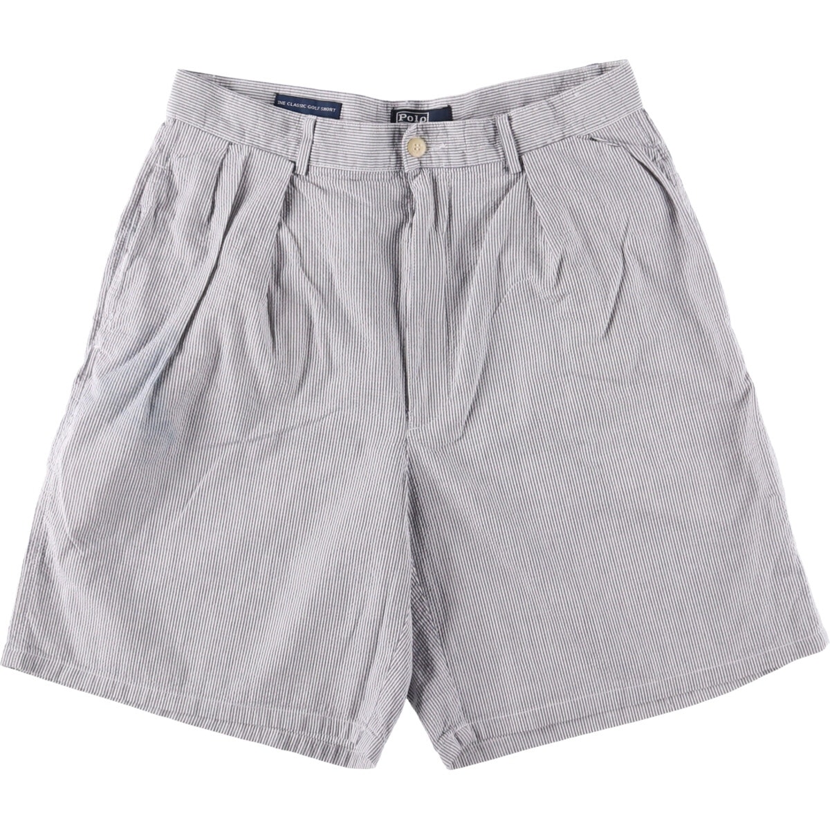 古着 90年代 ラルフローレン POLO by Ralph Lauren THE CLASSIC GOLF SHORT ストライプ柄 ツータック シアサッカーショーツ ショートパンツ USA製 メンズw30相当 ヴィンテージ/eaa549459
