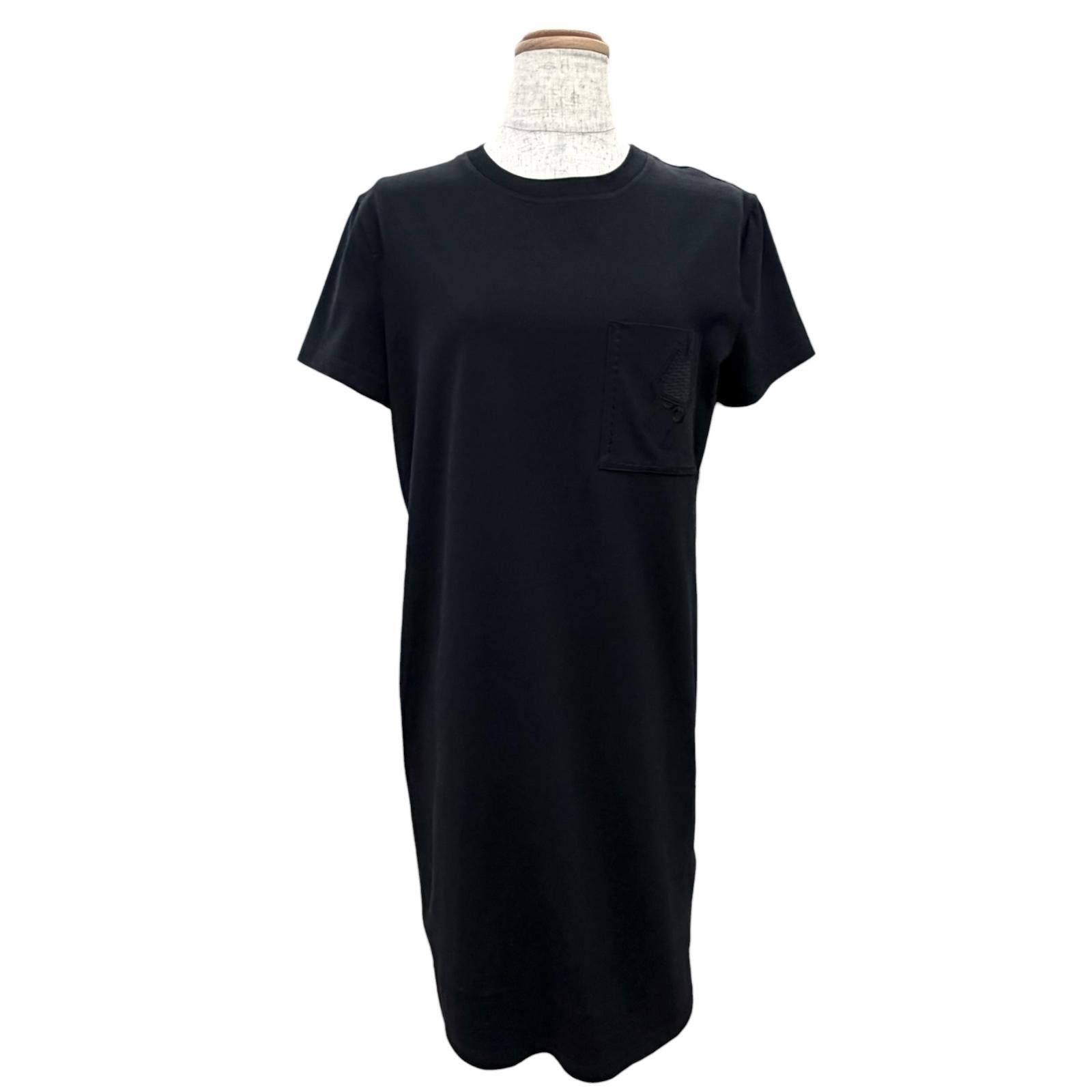 未使用品 エルメス クロシェット刺繍 半袖 Tシャツ ワンピース ブラック 36
