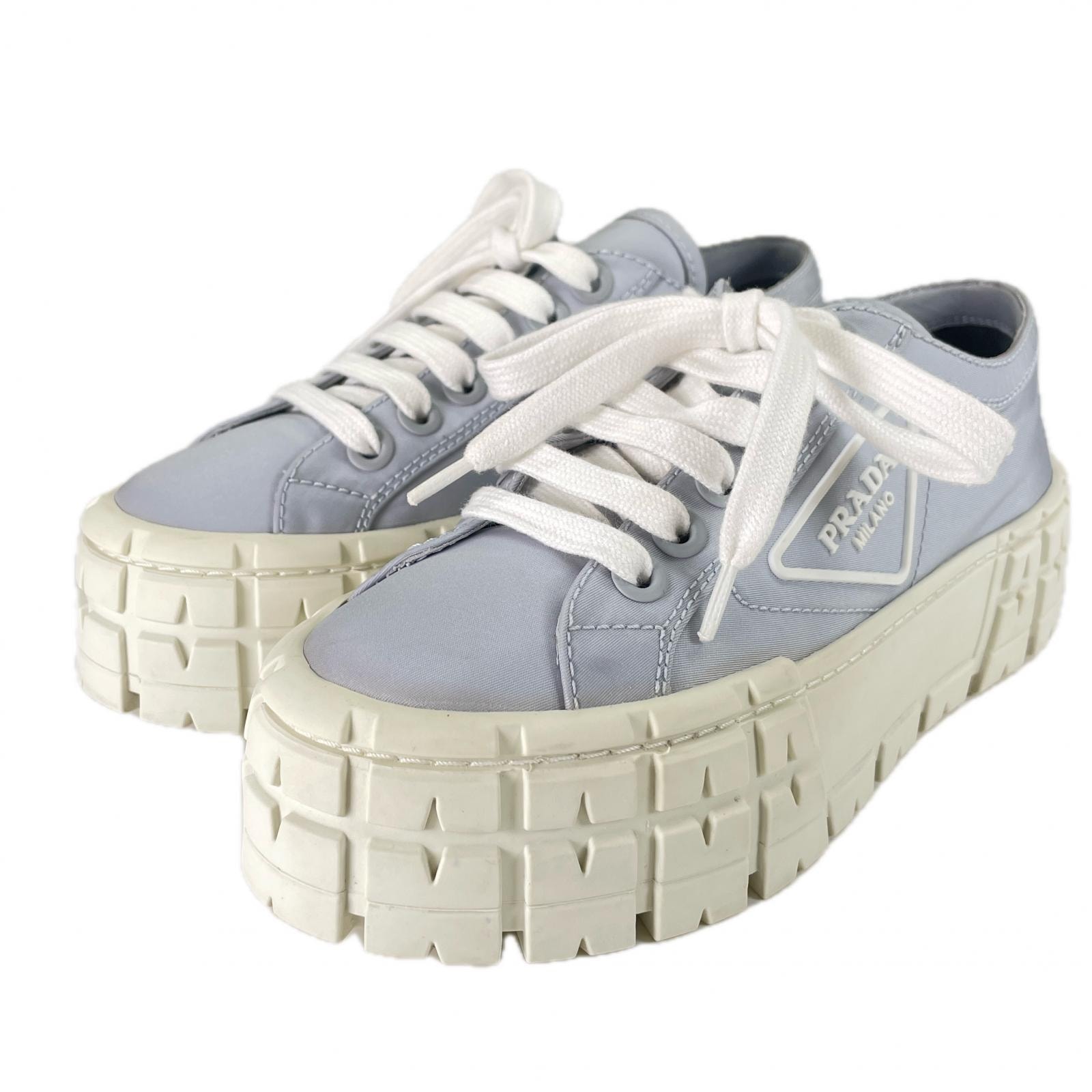 美品 プラダ
 スニーカー ブルー レディース 35.5 1E260M