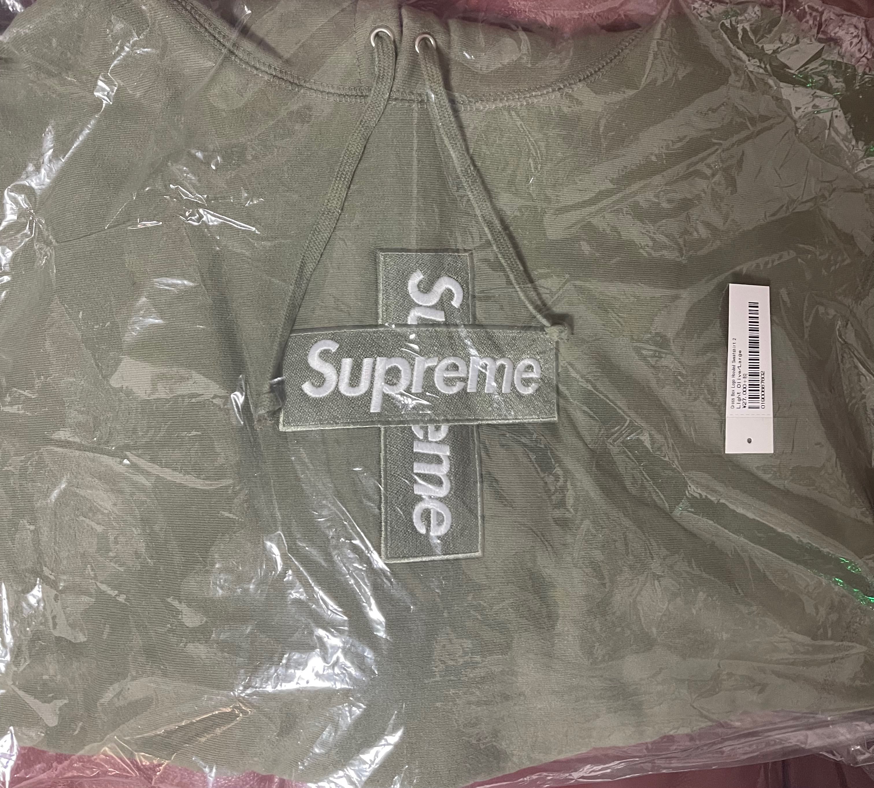 Supreme Cross Box Logo Hooded Sweatshirt "Light Olive"