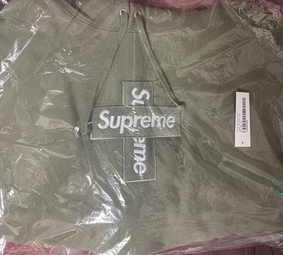 Supreme Cross Box Logo Hooded Sweatshirt "Light Olive"