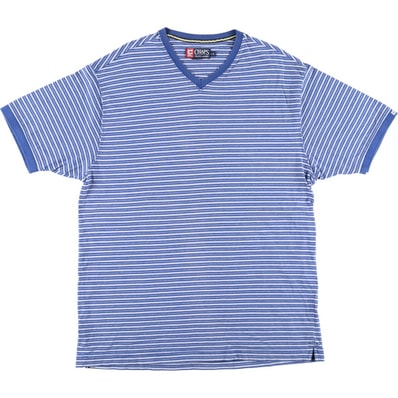 古着 90年代 ラルフローレン Ralph Lauren CHAPS チャップス ボーダー柄 半袖VネックTシャツ メンズL相当 ヴィンテージ/eaa577123