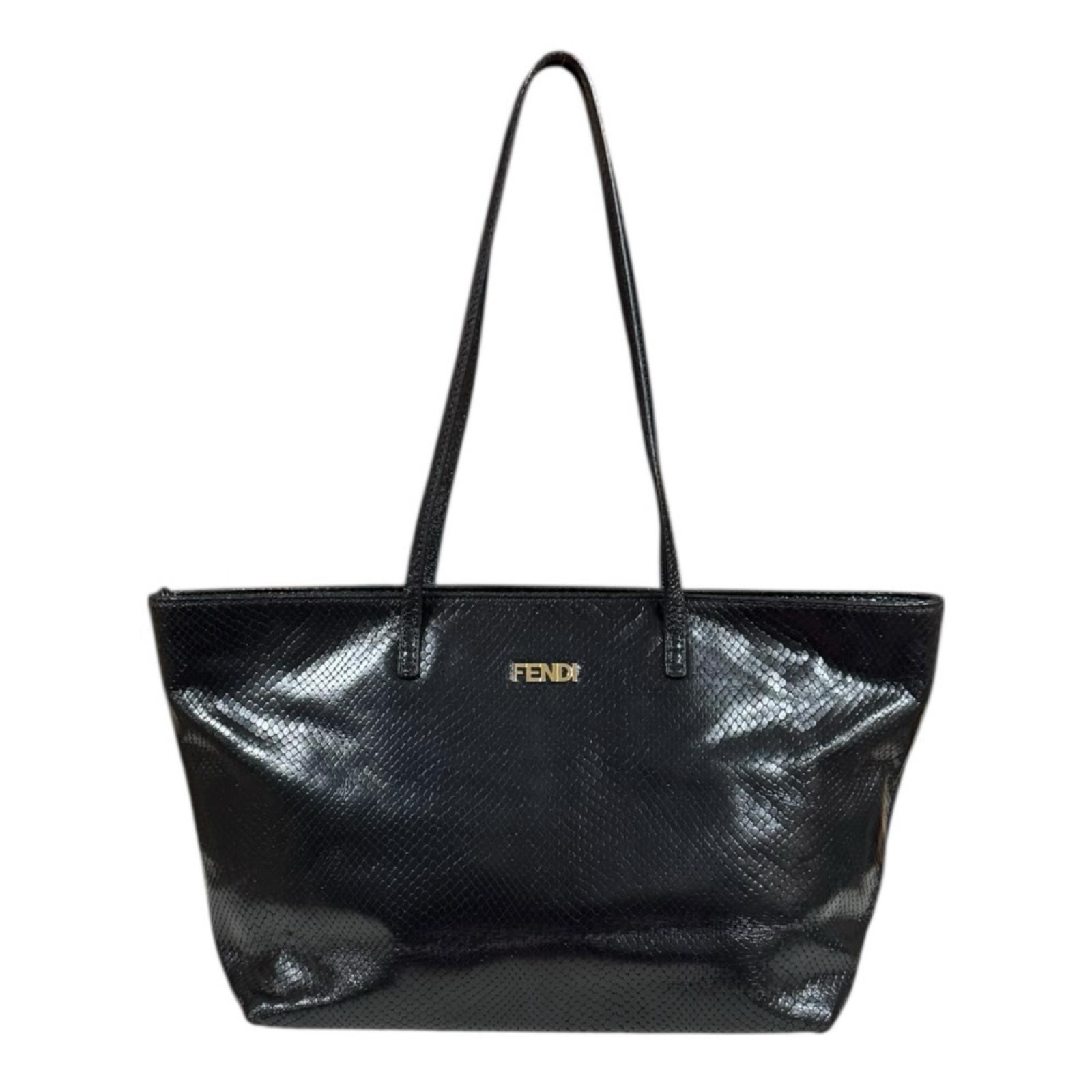 フェンディ ショッピング ロール バッグ トートバッグ 8BH198 ブラック レディース FENDI  中古