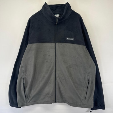古着 コロンビア Columbia フリース ジャケット フルジップ ワンポイントロゴ 大きいサイズ 3XL グレー系 ツートン メンズ