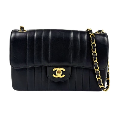 シャネル CHANEL ショルダーバッグ レザー/メタル ブラック/ゴールド レディース【中古】 z11127