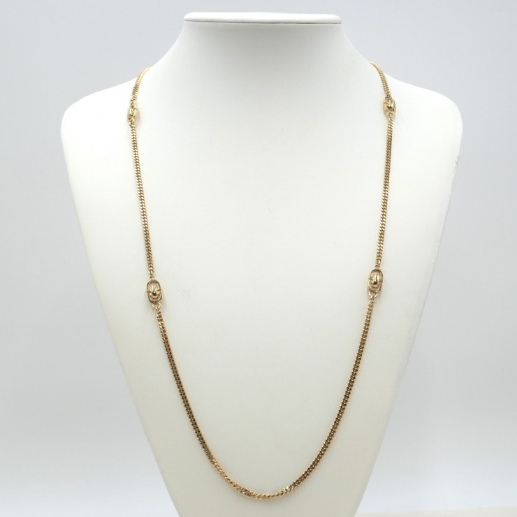 Christian Dior(クリスチャンディオール) CDロゴ ロングネックレス ヴィンテージ ゴールドカラー チェーン ネックレス 91cm レディース【中古】
