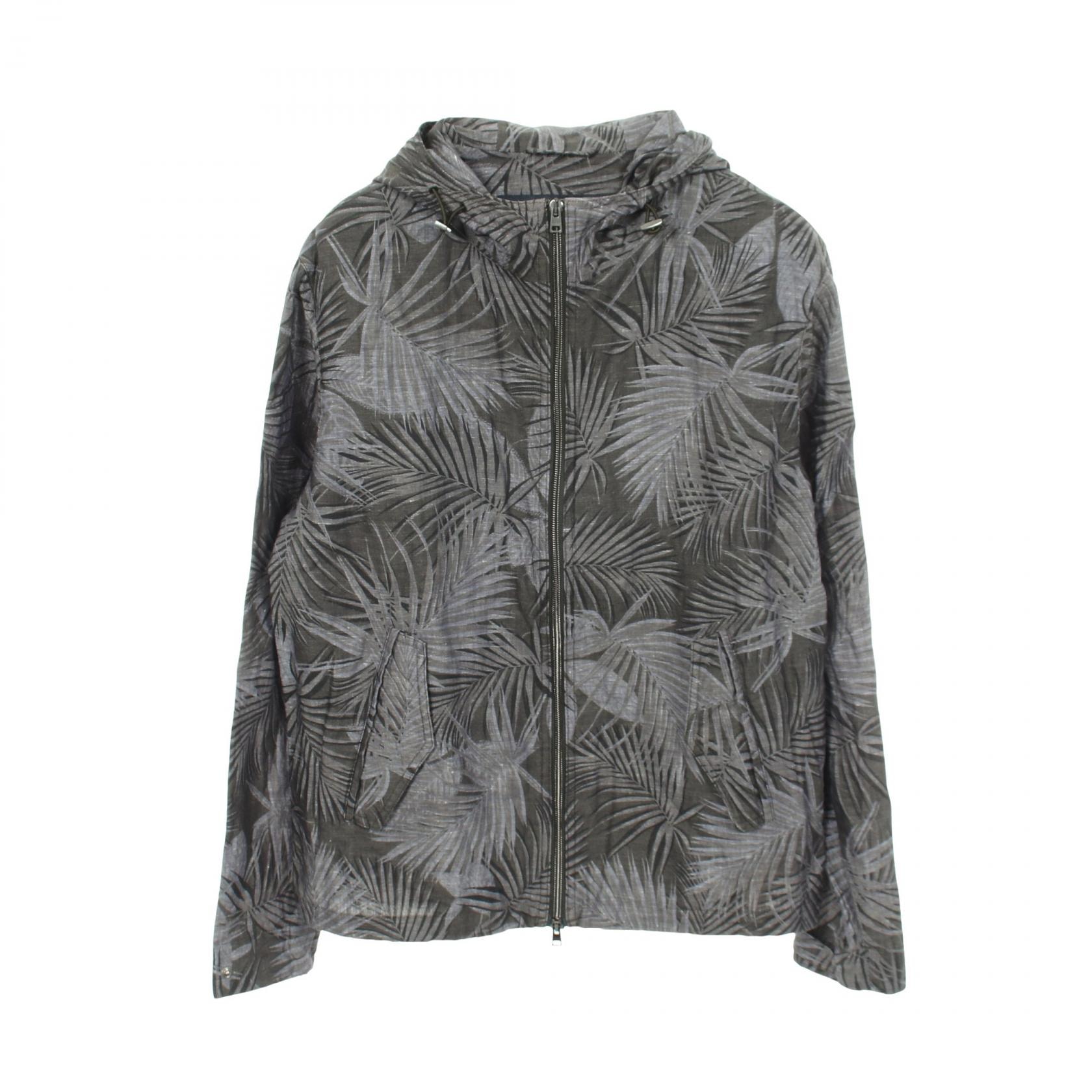 ヘルノ Herno ボタニカル ジップアップパーカー 衣料品 アウター ファブリック コットン メンズ グレー系 / マルチカラー 【中古】