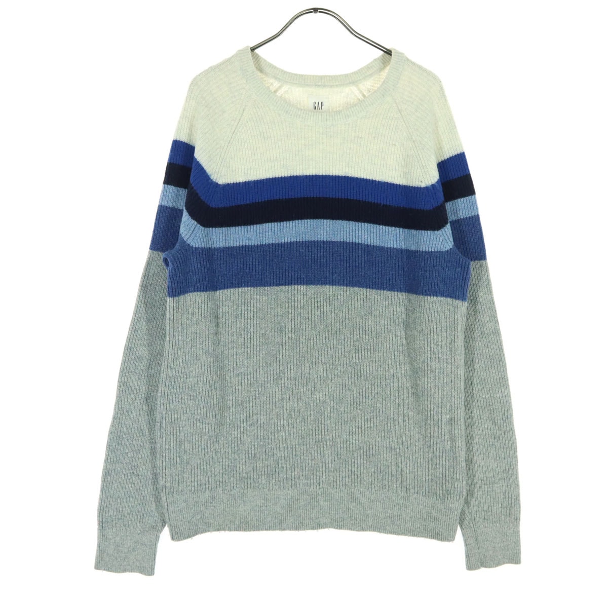 GAP ギャップ ボーダー柄 長袖 ニット M グレー系