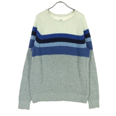 GAP ギャップ ボーダー柄 長袖 ニット M グレー系