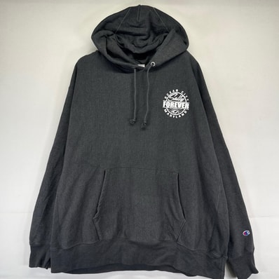 古着 チャンピオン Champion パーカー リバースウィーブ フーディー スウェット プルオーバー バックプリント 3XL グレー系 メンズ