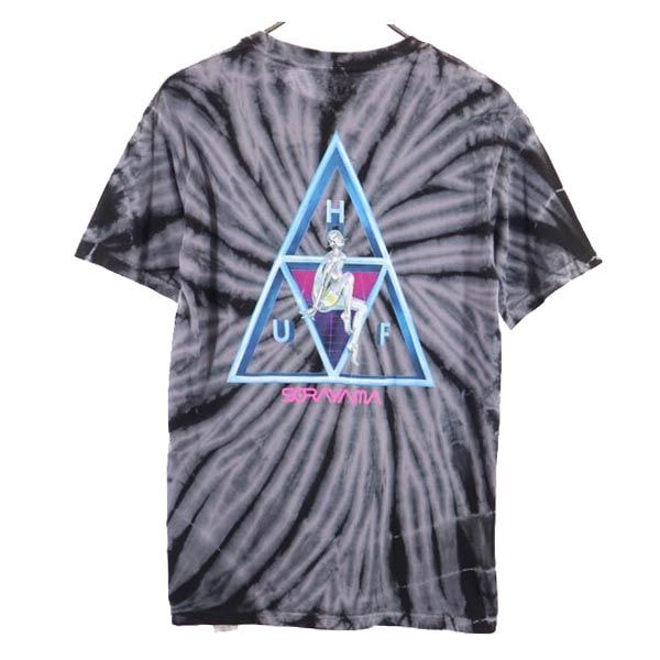 HUF ハフ バック プリント 半袖 Tシャツ S グレー系 染加工