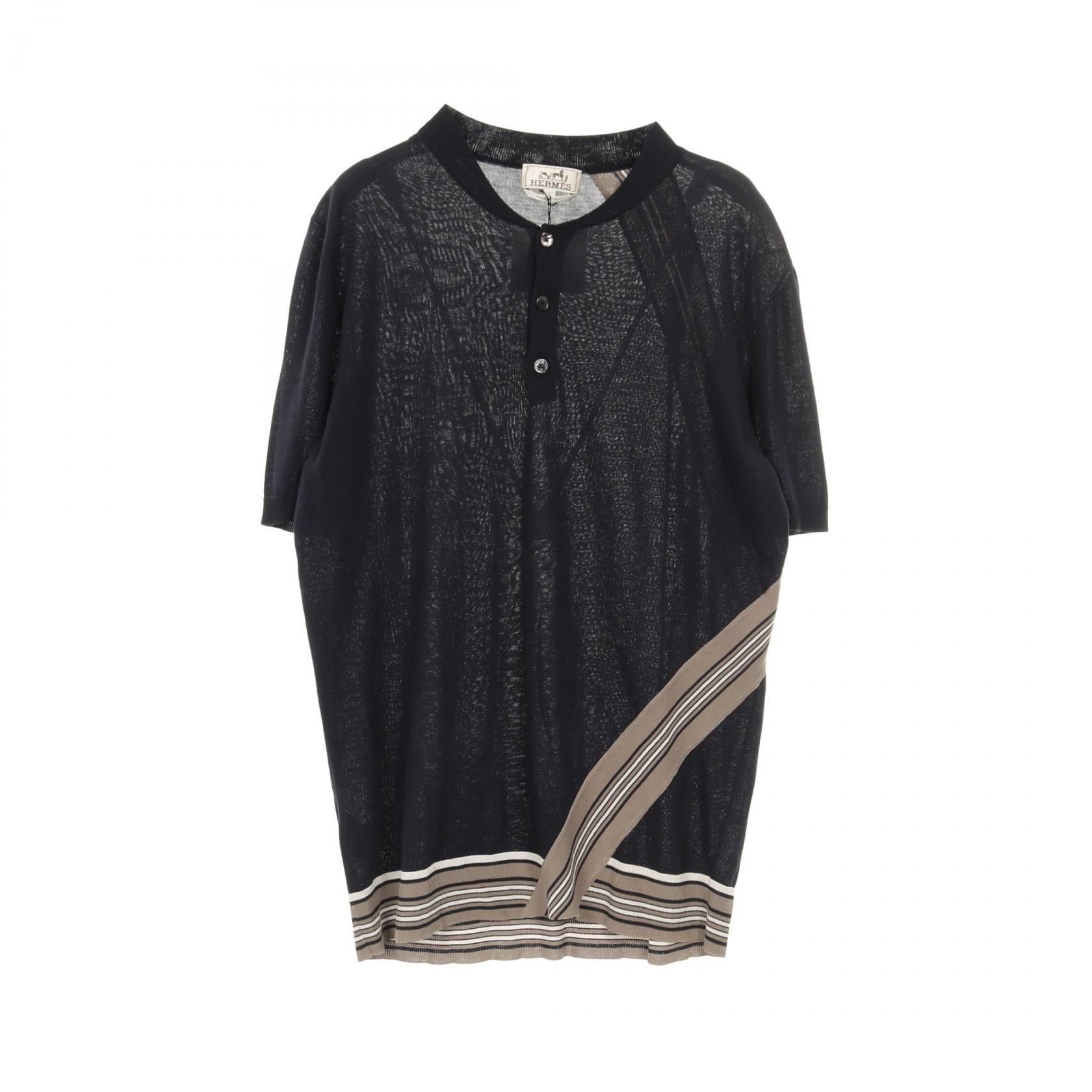 エルメス HERMES ニット 衣料品 トップス コットン ベージュ メンズ ネイビー系 / ベージュ系 / ホワイト系 【中古】