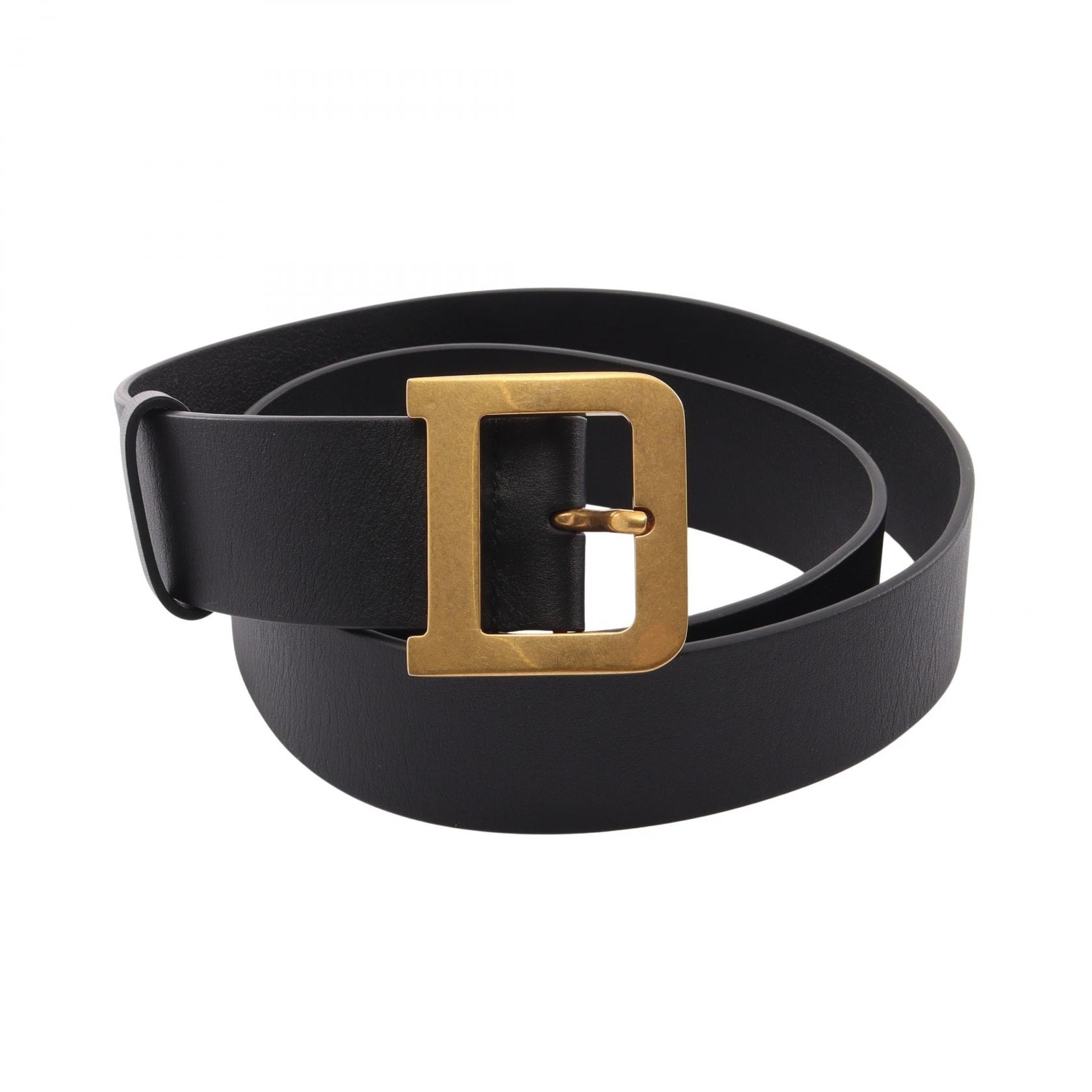 ディオール Dior Dバックル ゴールド金具 ベルト 衣料品 レザー レディース ブラック系 【中古】
