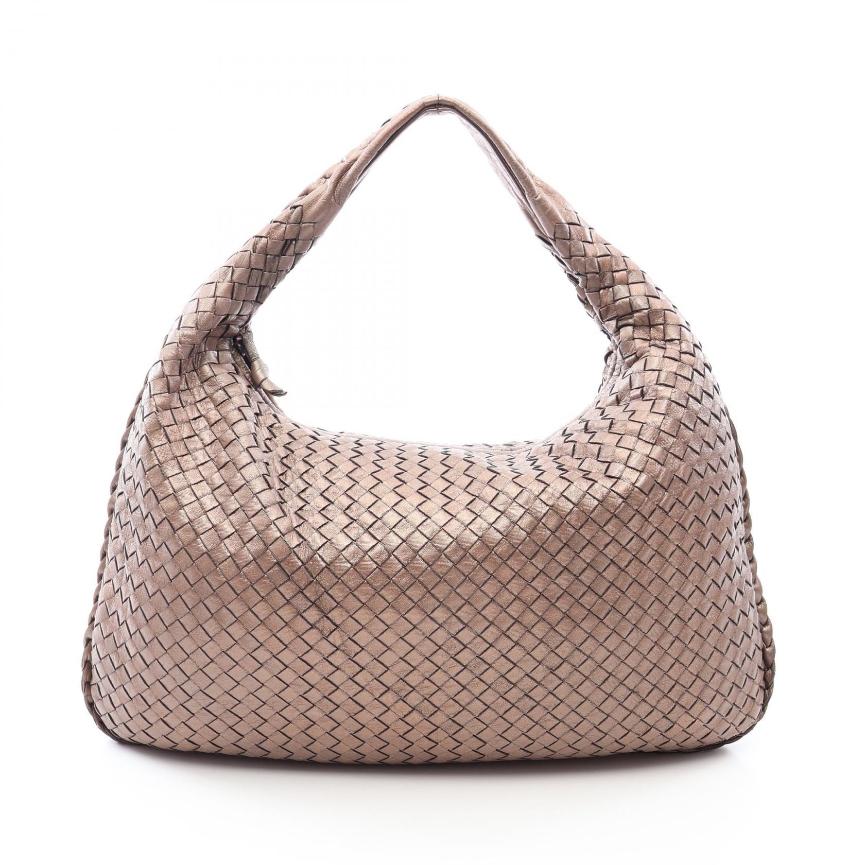 ボッテガヴェネタ BOTTEGA VENETA イントレチャート メタリック ショルダーバッグ バッグ レザー レディース ブラウン系 【中古】