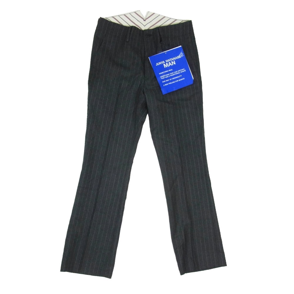 JUNYA WATANABE COMME des GARCONS MAN ジュンヤワタナベコムデギャルソンマン パンツ AD2024 WN-P025-051-1-1 ストライプ スラックス パンツ グレー系 XS【新古品】【未使用】【中古】