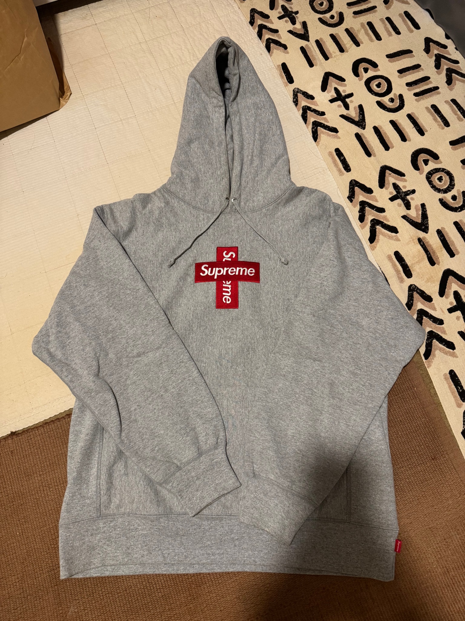 Supreme Cross Box Logo Hooded Sweatshirt "Grey"