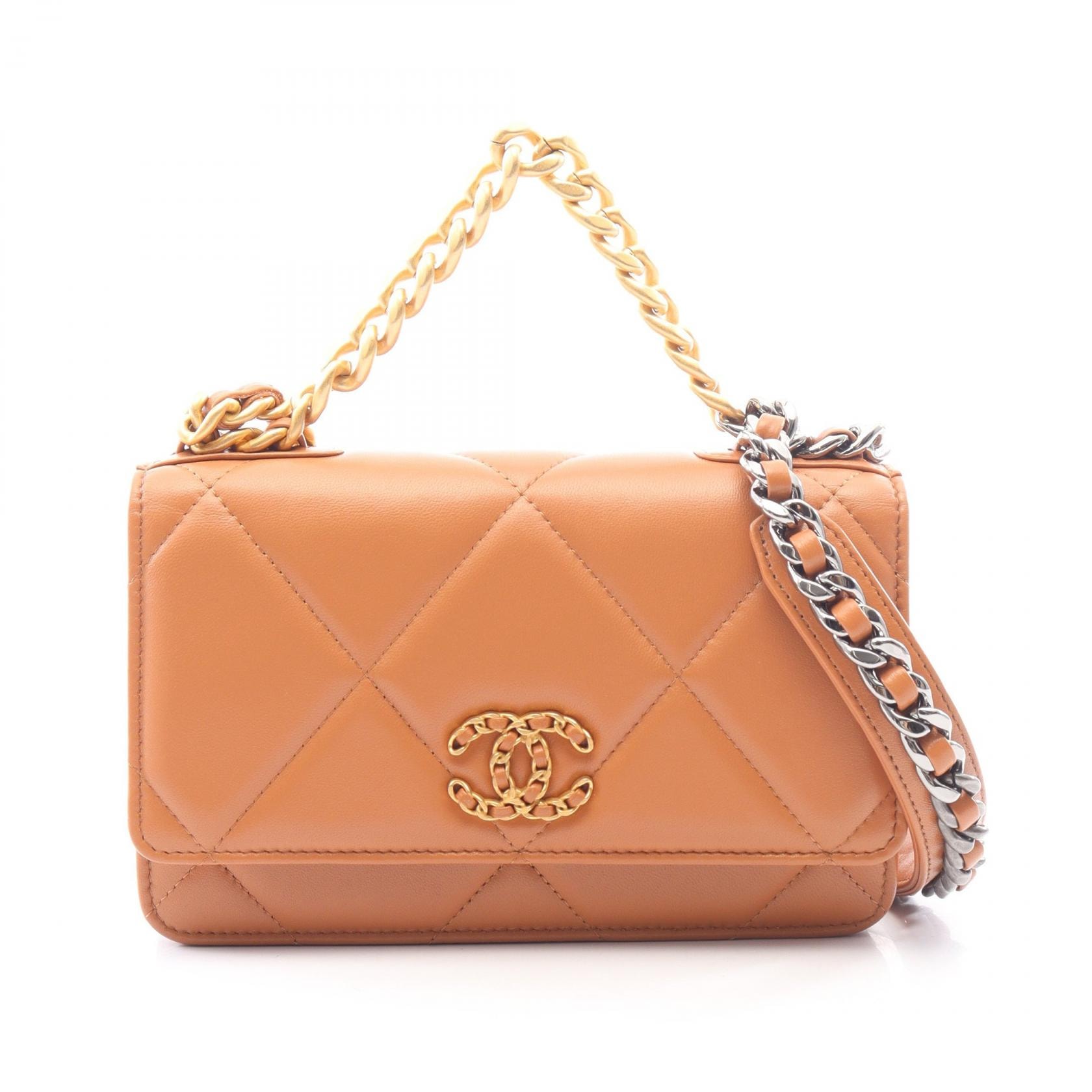 シャネル CHANEL 19 ディズヌフ マトラッセ コンビ金具 2WAY ショルダーバッグ バッグ ラムスキン(羊革) レディース ブラウン系 AP0957 【中古】