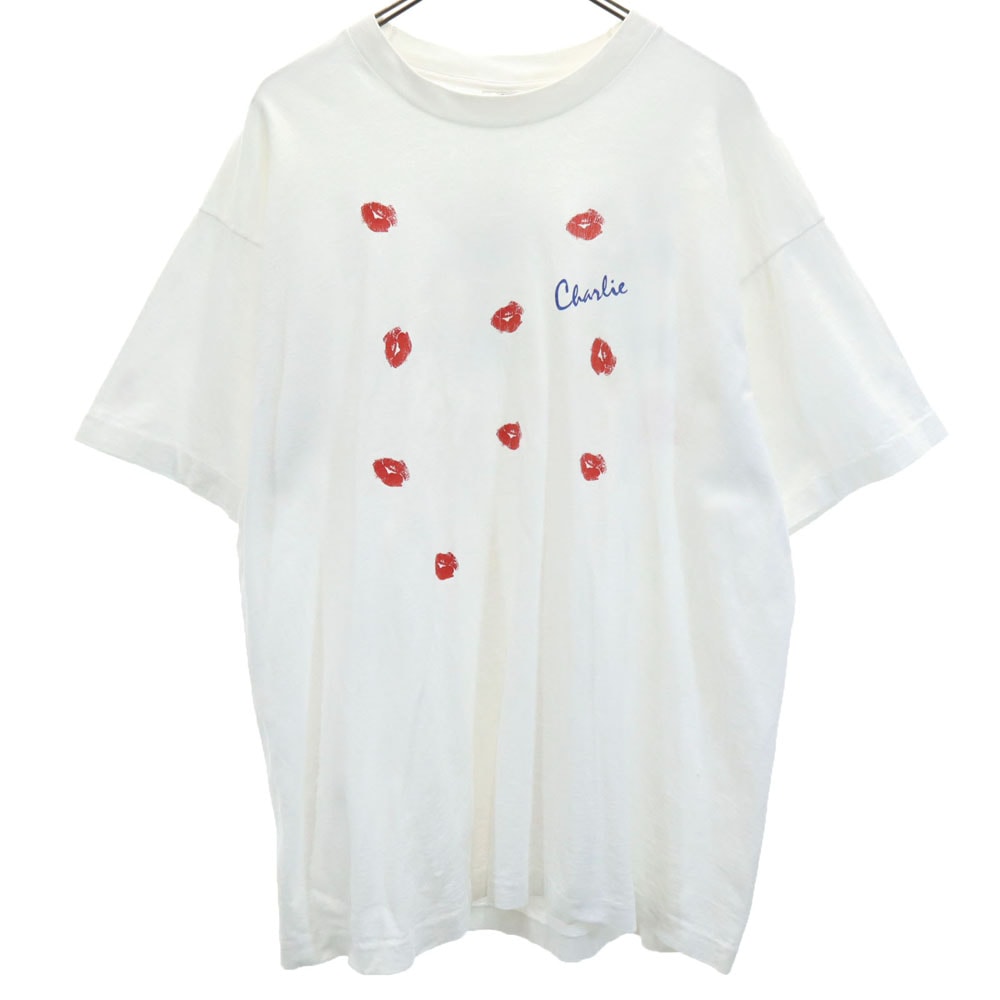 FRUIT OF THE LOOM フルーツオブザルーム 90s USA製 プリント 半袖 シングルステッチ Tシャツ XL ホワイト系 オールド ヴィンテージ