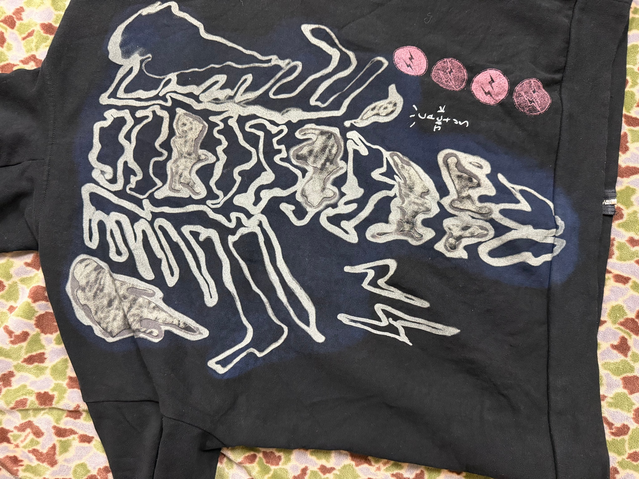 Travis Scott Cactus Jack For Fragment Skeleton Graffiti Full Zip Hoodie "Black"