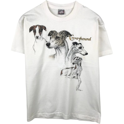 古着 90年代 フルーツオブザルーム FRUIT OF THE LOOM GREYHOUND グレイハウンド 犬柄 アニマルTシャツ USA製 メンズL相当 ヴィンテージ/eaa648768