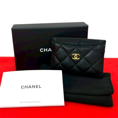 CHANEL シャネル マトラッセ ココマーク キャビアスキン カードケース ブラック
38791
