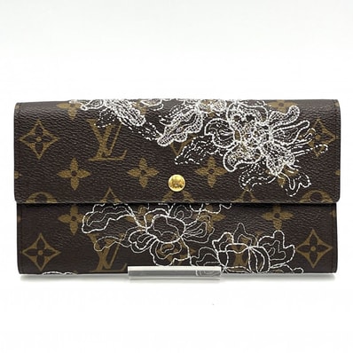 LOUIS VUITTON(ルイ・ヴィトン)ポルトフォイユ・サラ モノグラム・ダンティェル ヴィンテージ 長財布 フラップウォレット 花柄 シルバー刺繍 ゴールド金具 レディース M95389【中古】