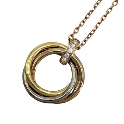 CARTIER カルティエ ネックレス トリニティ 3カラー ジュエリー ペンダント アジャスター付き アクセサリー Au750 18金 K18イエローゴールド K18ピンクゴールド K18ホワイトゴールド ダイヤモンド レディース 約9.2g【中古品】