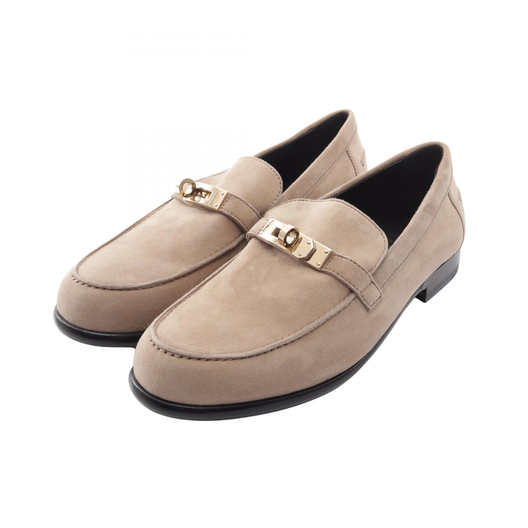 エルメス HERMES デスタン ケリーバックル モカシン 靴 スウェード ベージュ レディース ベージュ系 222080Z 【中古】