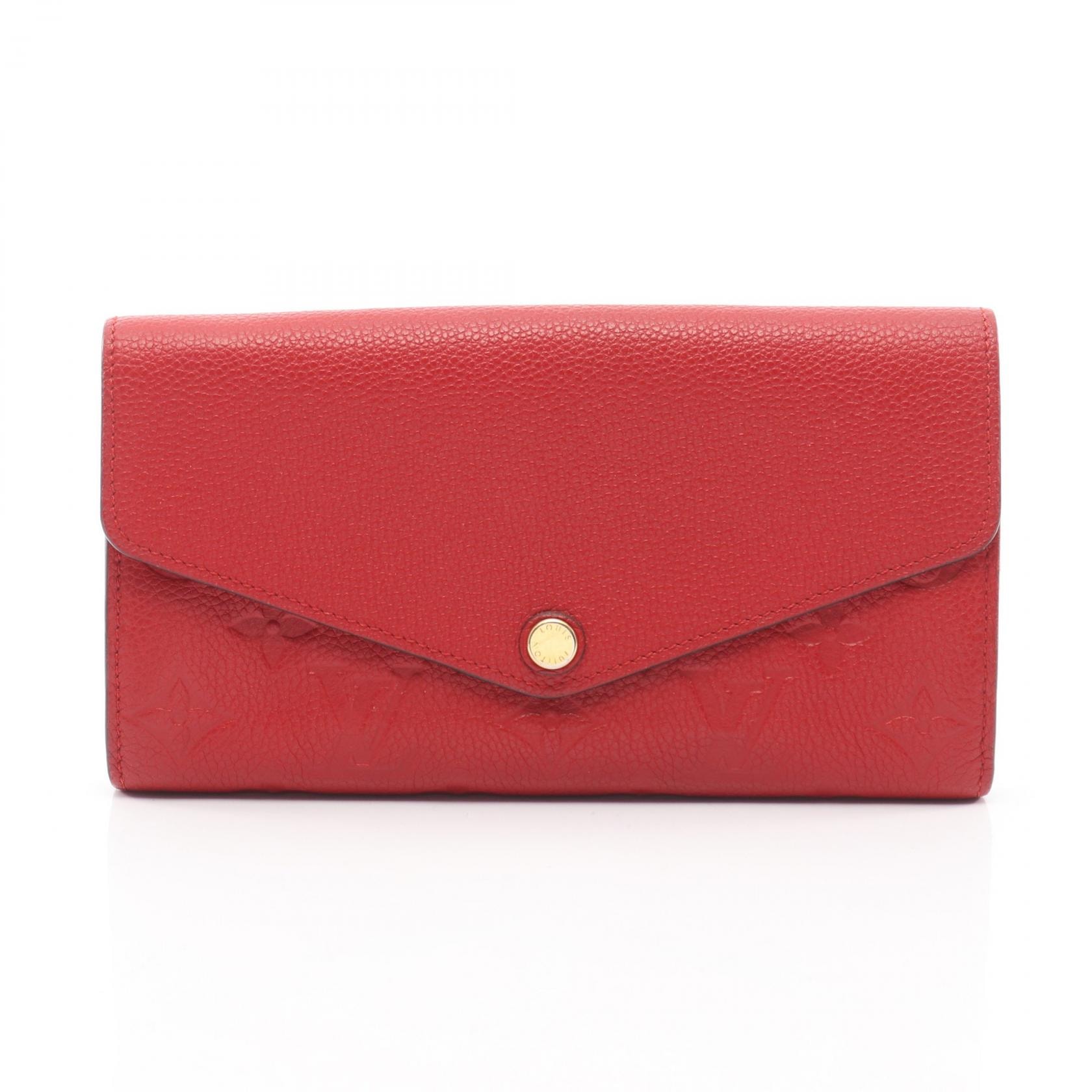 ルイ・ヴィトン LOUIS VUITTON ポルトフォイユ サラ 二つ折り長財布 財布 レザー モノグラム・アンプラント スリーズ レディース レッド系 M61181 【中古】