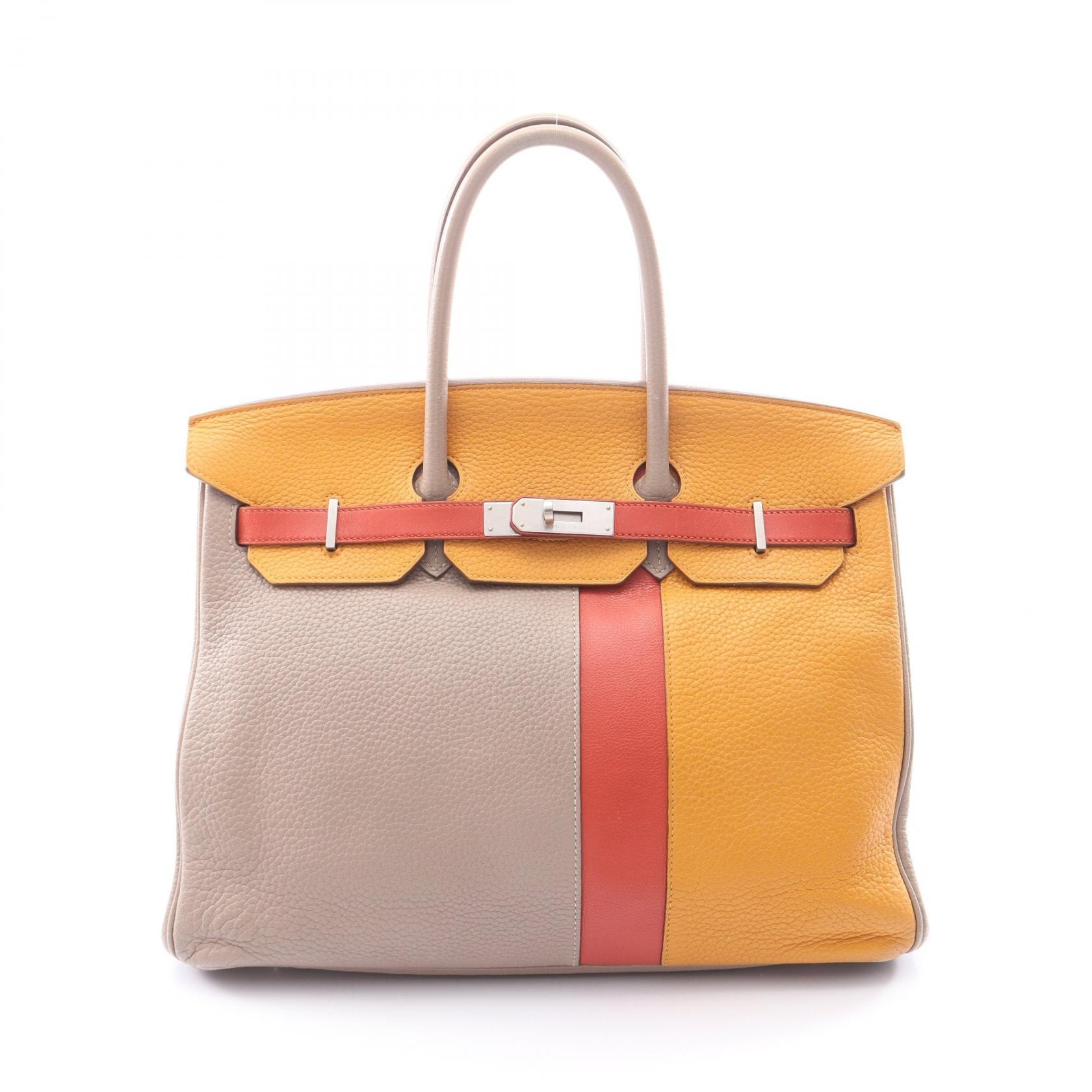 エルメス HERMES バーキン35 カザック トゥルティエールグレー ムタード サンギーヌ ハンドバッグ バッグ トリヨンクレマンス / ヴォースイフト トリヨンクレマンス オレンジ □P刻印(2012年製造) レディース
