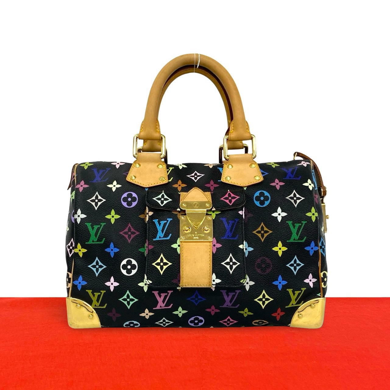 LOUIS VUITTON ルイヴィトン スピーディ 30 モノグラム マルチカラー レザー PVC ハンドバッグ ブラック
23757
