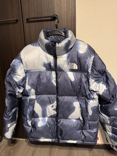 Supreme x The North Face Bleached Denim Print Nuptse Jacket "Indigo"