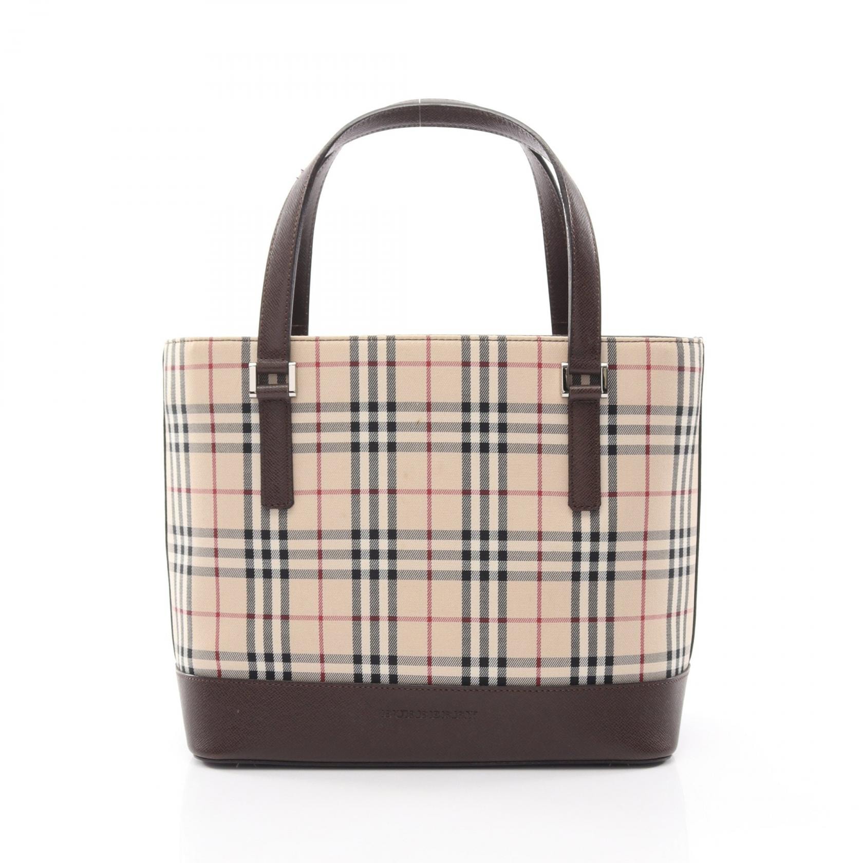 バーバリー BURBERRY ノバチェック ハンドバッグ バッグ キャンバス レザー レディース ベージュ系 / ブラウン系 / マルチカラー 【中古】