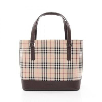 バーバリー BURBERRY ノバチェック ハンドバッグ バッグ キャンバス レザー レディース ベージュ系 / ブラウン系 / マルチカラー 【中古】