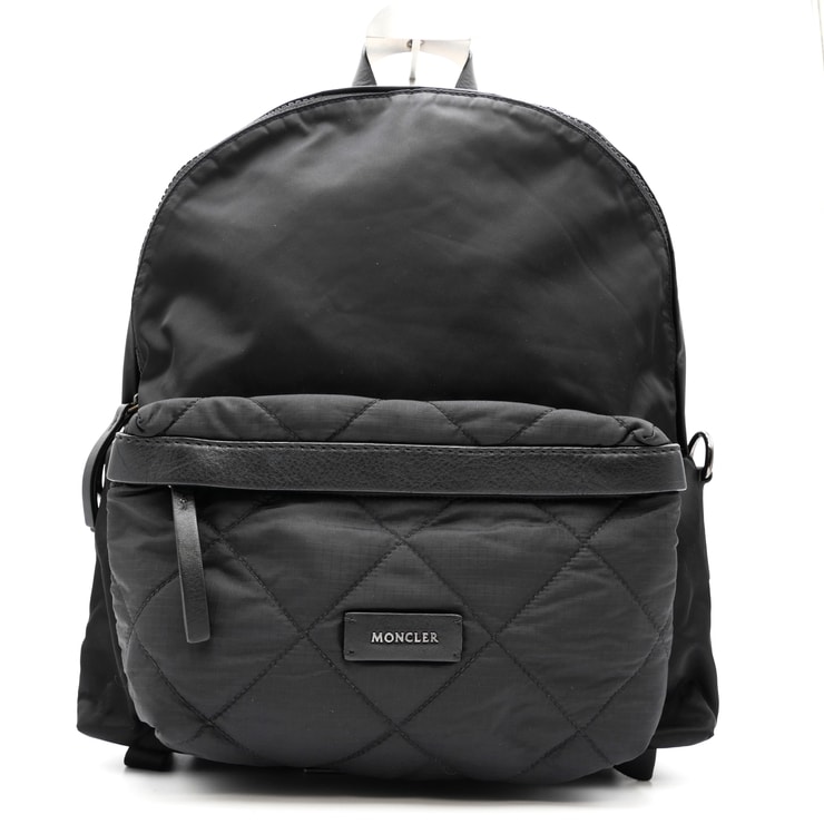 MONCLER(モンクレール)バックパック リュック ブラック ナイロン キルティング レザー ロゴ XCOM-15-953 メンズ レディース【中古】