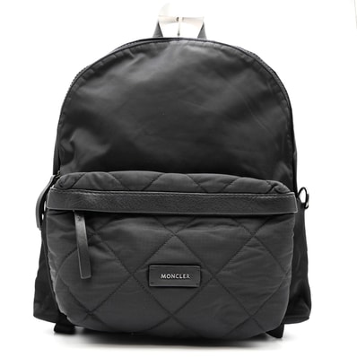 MONCLER(モンクレール)バックパック リュック ブラック ナイロン キルティング レザー ロゴ XCOM-15-953 メンズ レディース【中古】