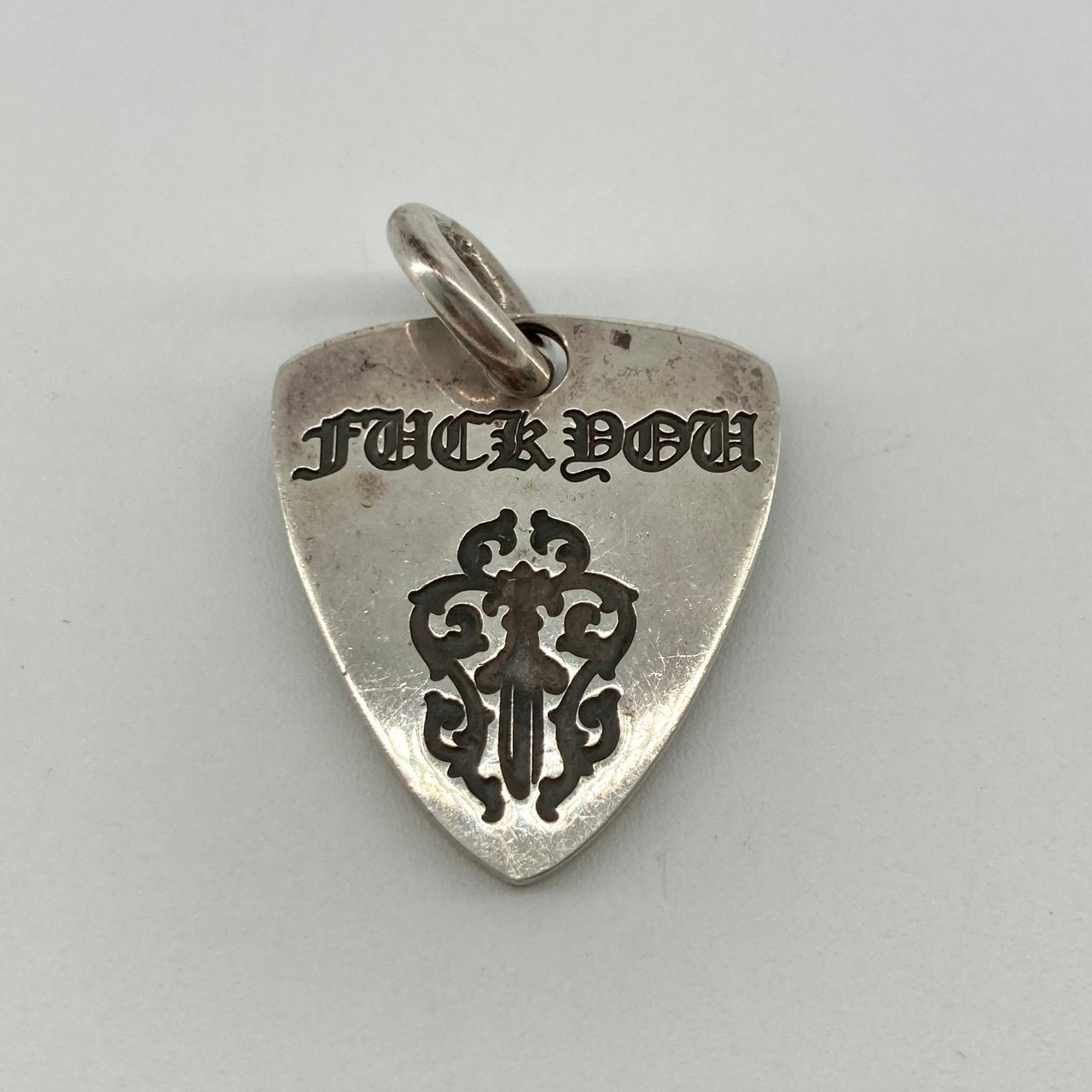 Chrome Hearts Guitar Pick Charm Fuck You Dagger "Silver"