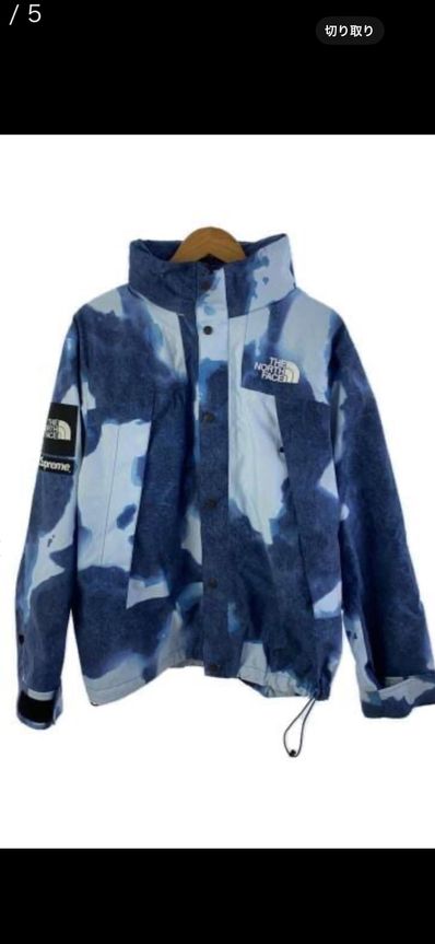 Supreme x The North Face Bleached Denim Print Mountain Jacket "Indigo"