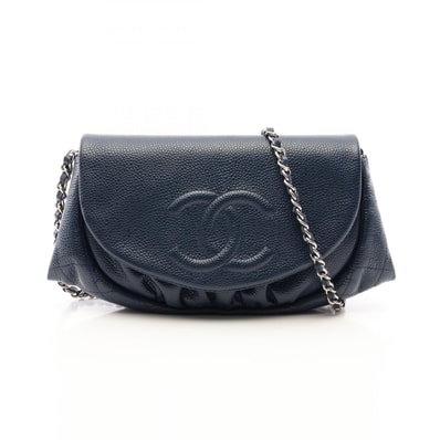 シャネル CHANEL ハーフムーン ココマーク ショルダーバッグ バッグ キャビアスキン(グレインドカーフ) レディース ネイビー系 A40033 【中古】
