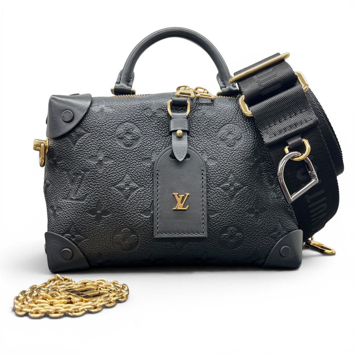 LOUIS VUITTON 美品 ルイヴィトン プティット マル スープル モノグラムアンプラント 3way ハンドバッグ ショルダーバッグ チェーンバッグ M45393 レザー RFID確認済 ブラック LV ABランク 中古 鑑定済 ヴィトンバッグ