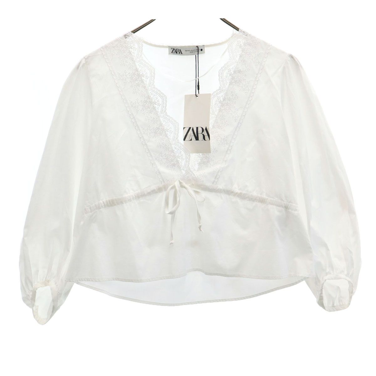 未使用 ZARA 7分袖 レース付き ブラウス